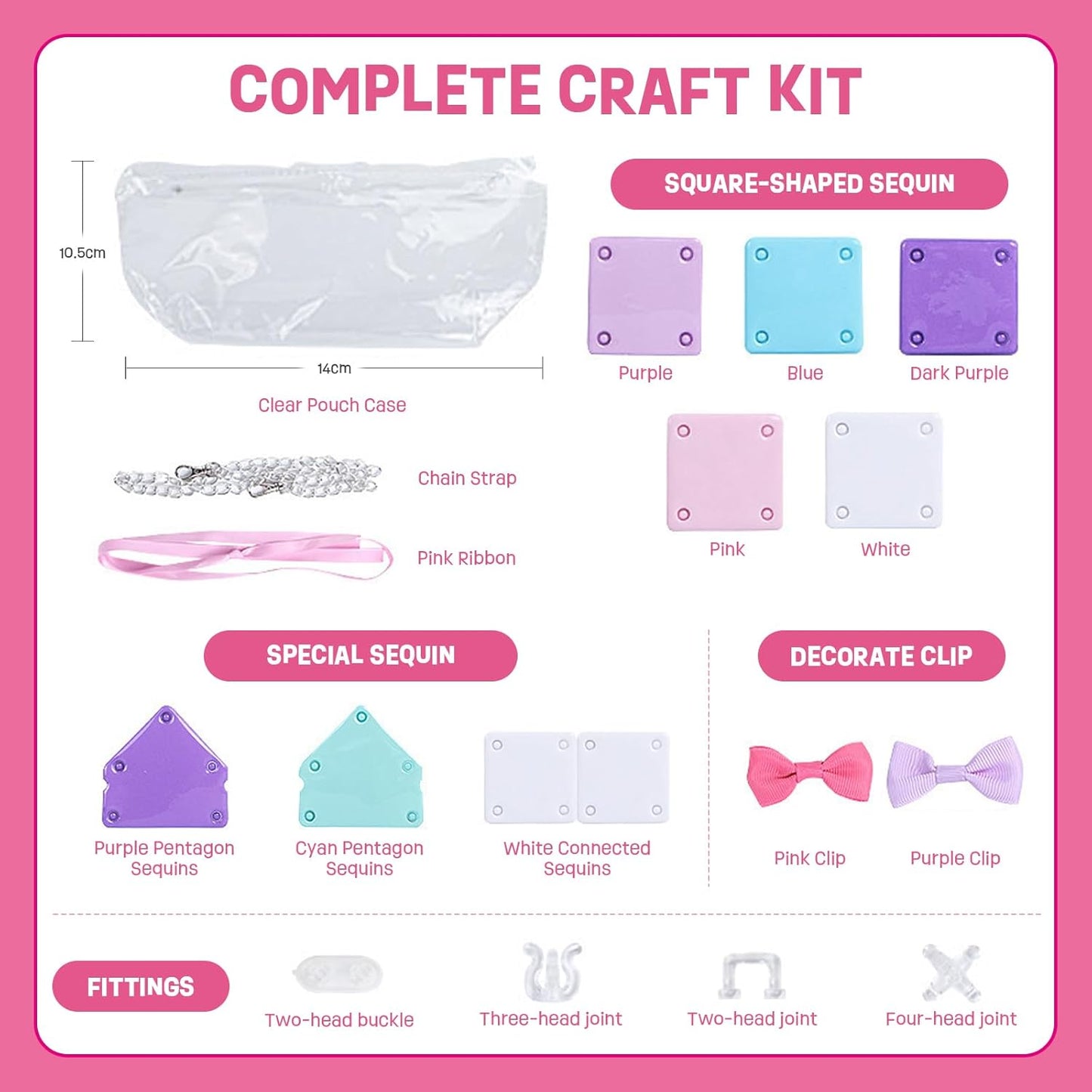 Gifts Toys for Girls - Stylish Girls Pink Crafted Chain Bag, Toys Birthday Gifts for Girls Age 6+