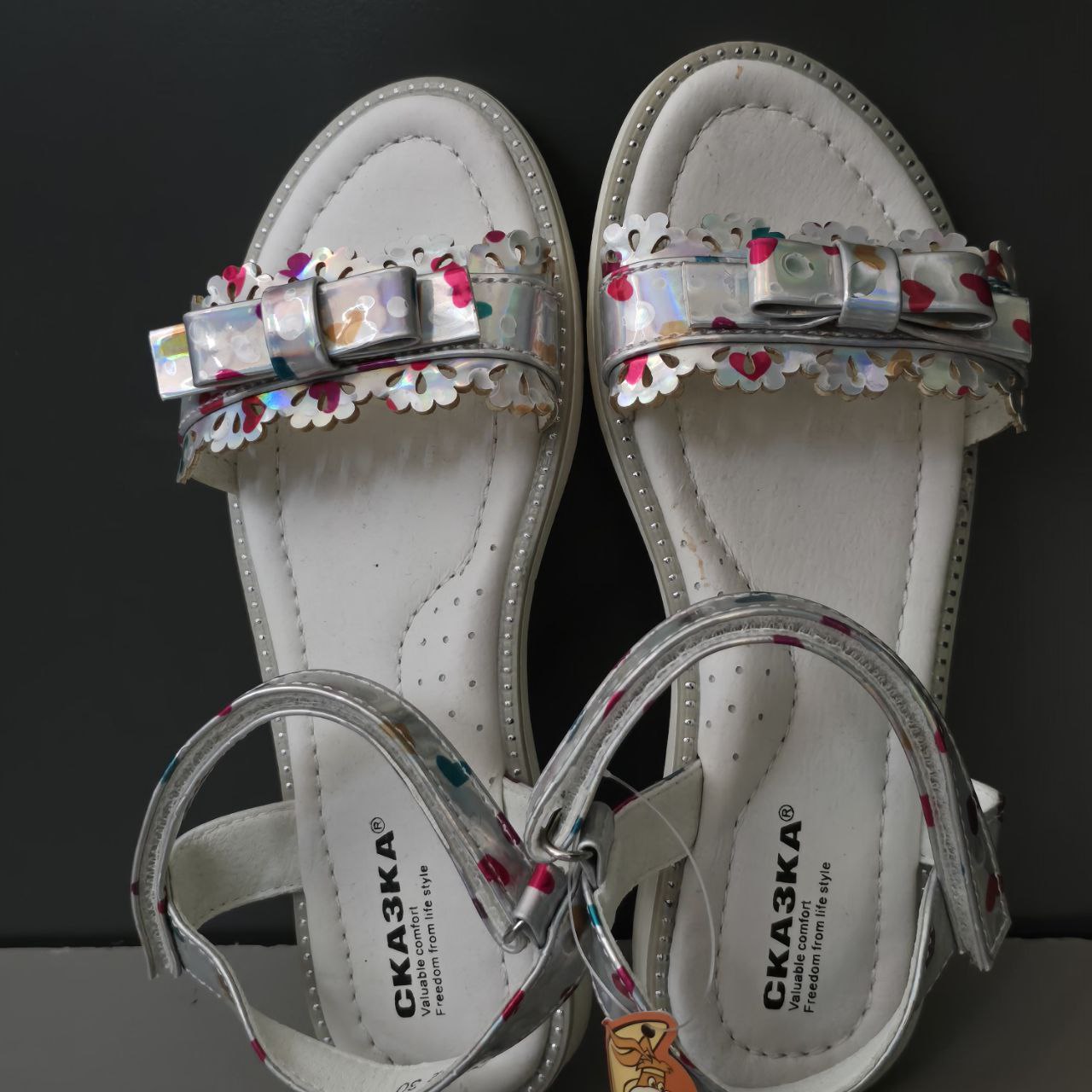 Sandals Shlik Shlak For Girls Heart Design Leather Insole With Arch Size 29-30