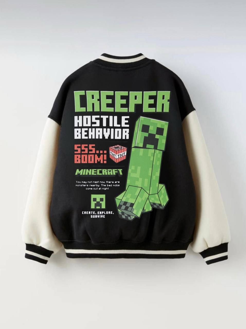 Jacket With Fleece Minecraft Creeper Design Size 5-14y