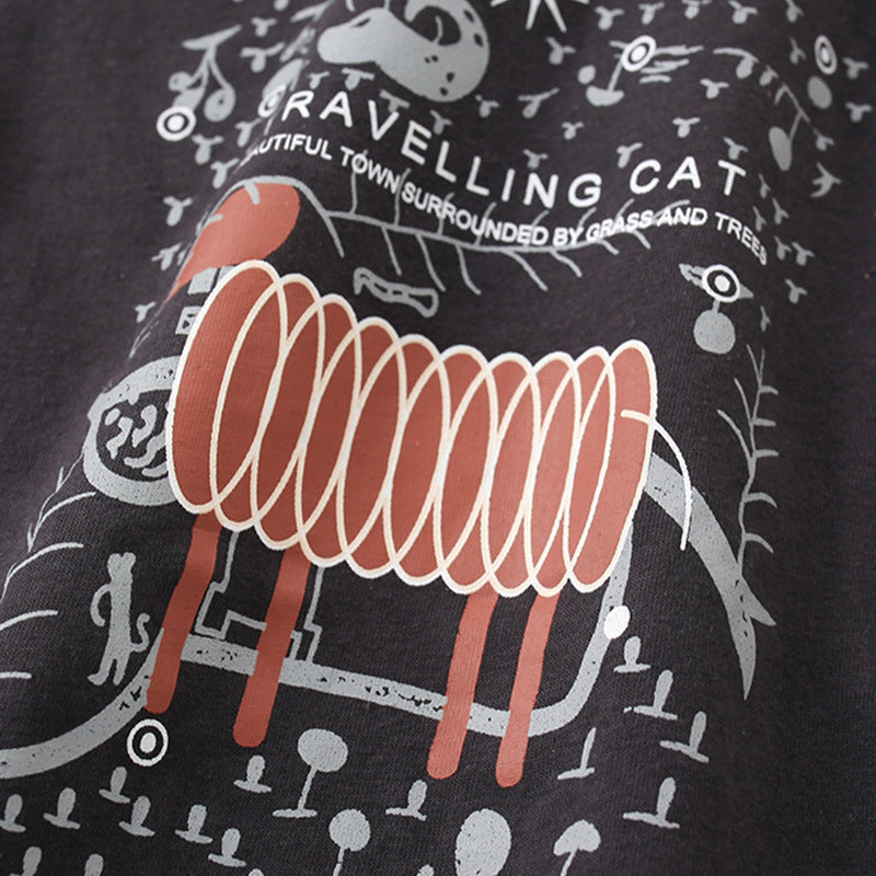 Outfit For Boys Traveling Cat Design Size 1-6y