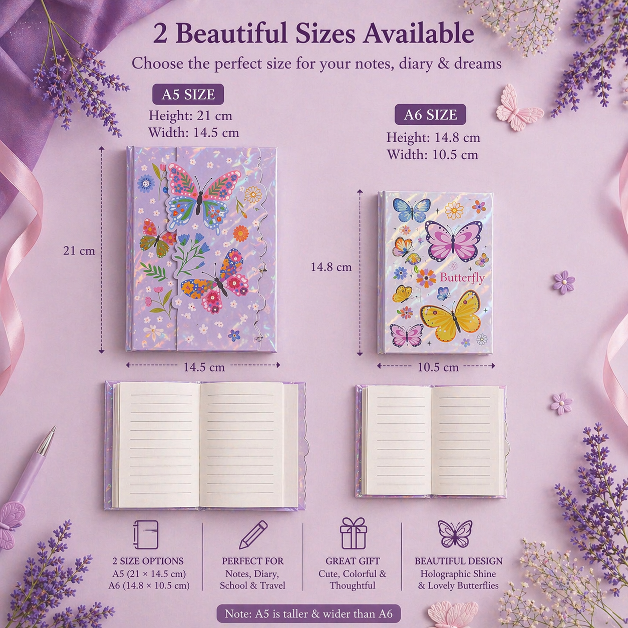 Butterfly Magnetic Flap Mini Notebook A5/A6