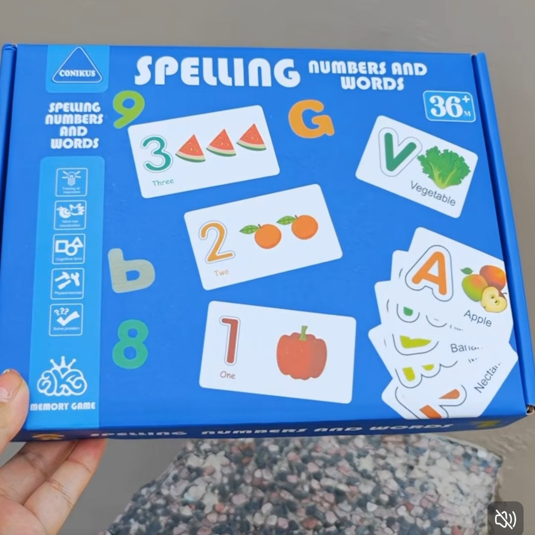 Spelling Numbers And Words | Card Educational Game | 3+