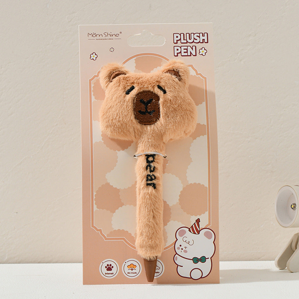 Cartoon Plush Pen Click Black Pen 0.5mm