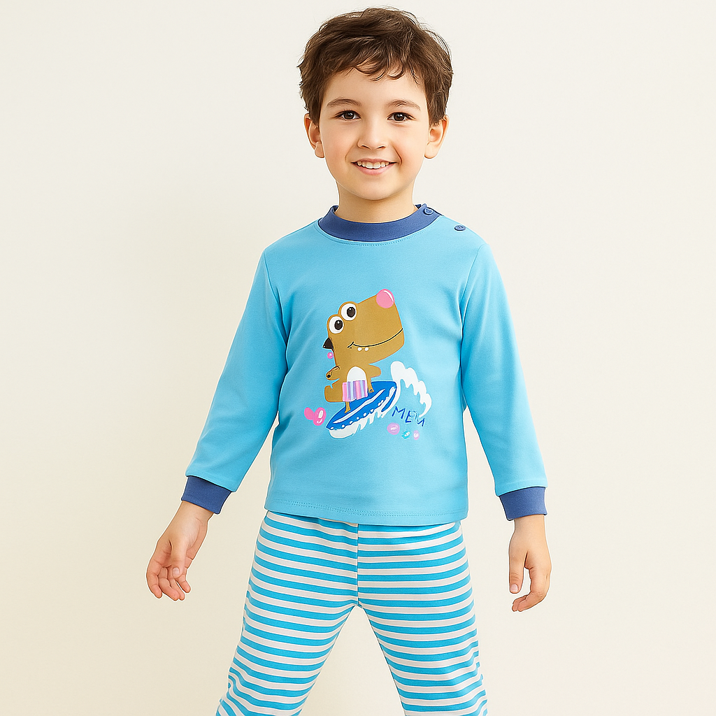 Cotton 100% Pijama For Kids Long Sleeve Dino Design