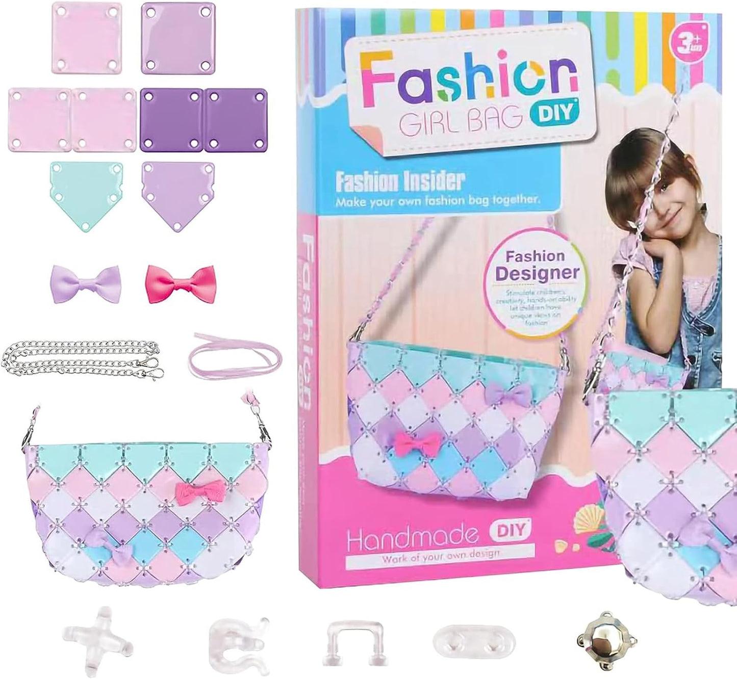 Gifts Toys for Girls - Stylish Girls Pink Crafted Chain Bag, Toys Birthday Gifts for Girls Age 6+