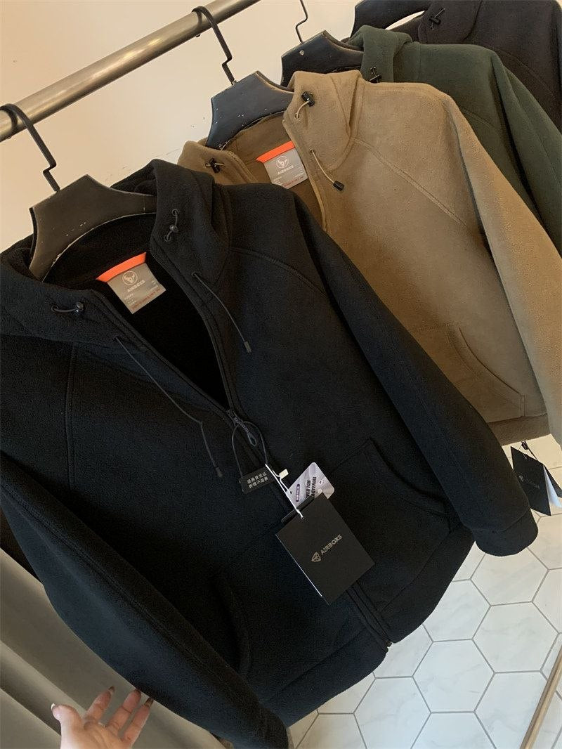Black Jacket Long Neck Warm With Fleece Size S-M