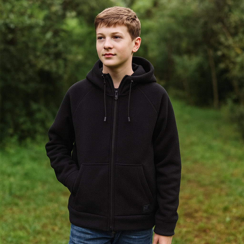 Black Jacket Long Neck Warm With Fleece Size S-M