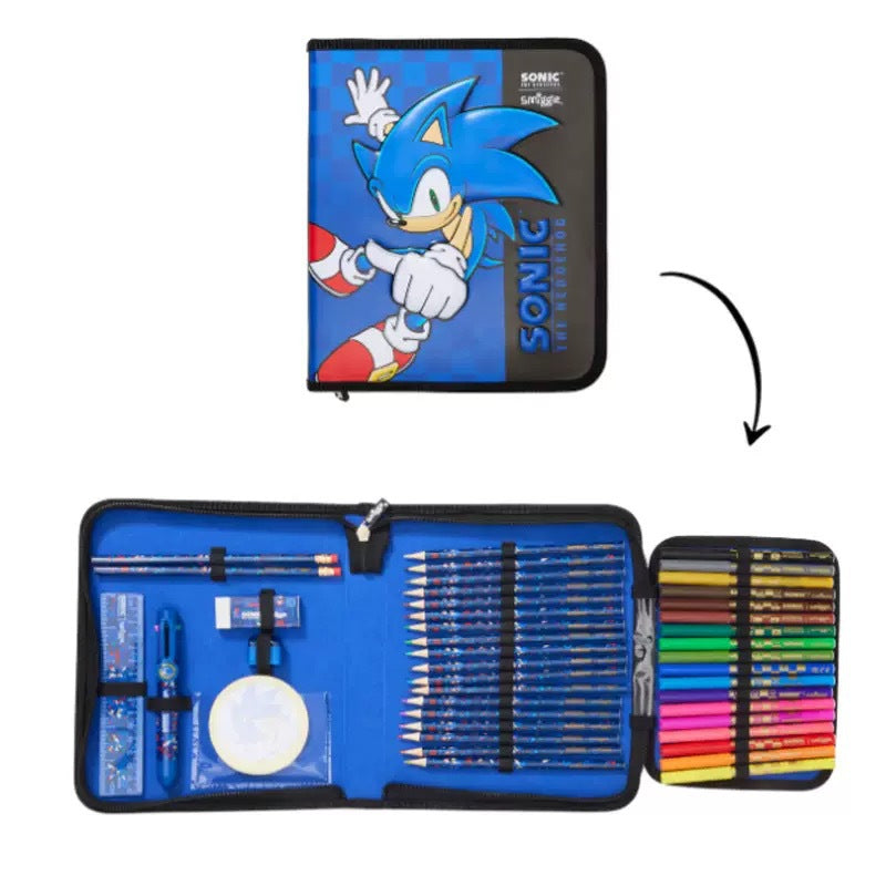 Smiggle Sonic Design Set Of 3pcs Bottle Lunch Box Backpack 42cm