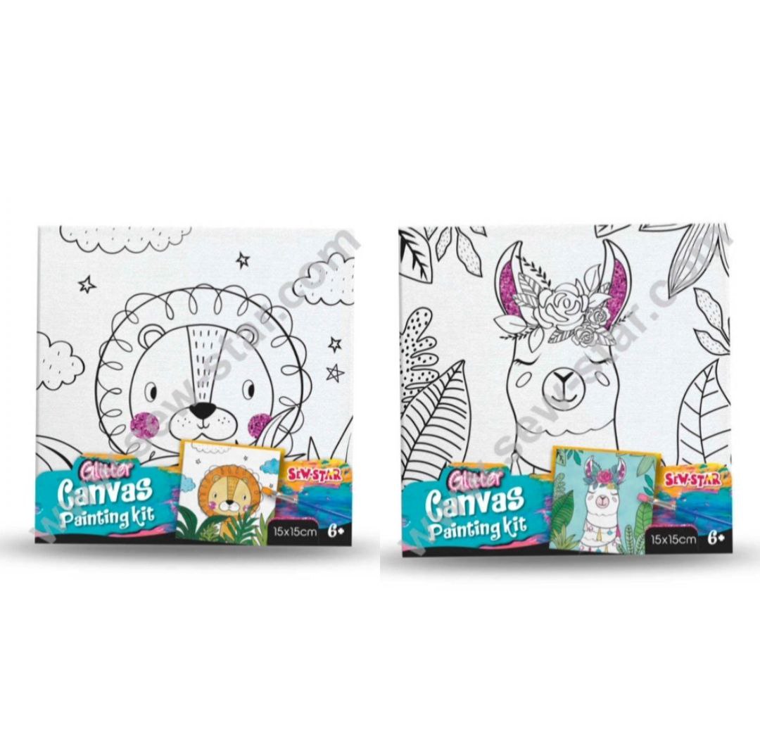 DIY Glitter Canvas Painting Kit For Kids Lion/Lama Design