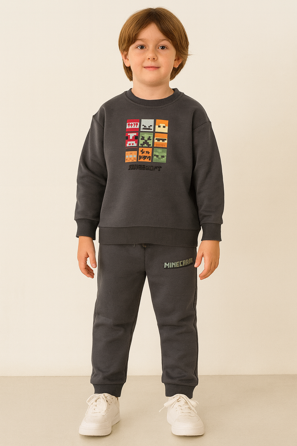 Dark Grey Outfit Minecraft Cotton Size 3-10y