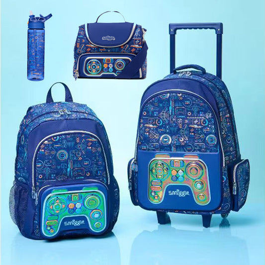 Smiggle Blue Game Design 2pcs Set Backpack 42cm Lunch Bag