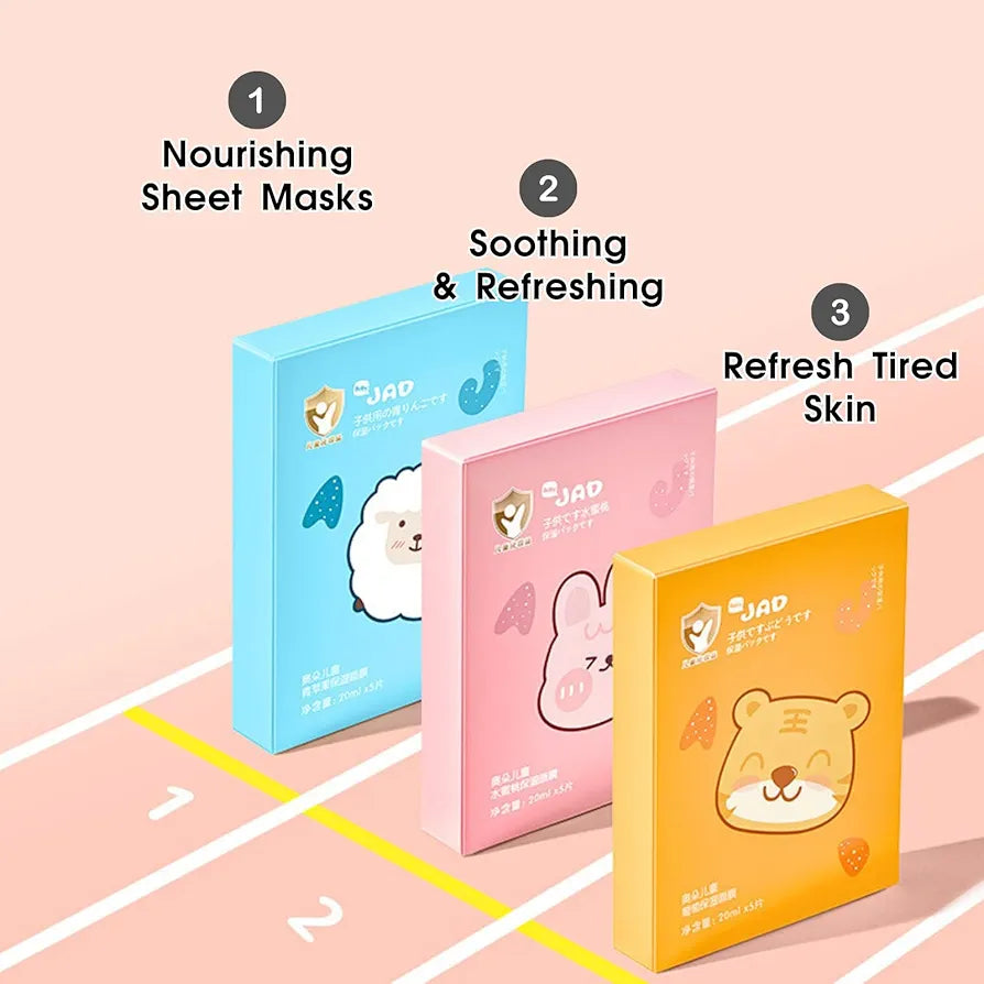Face Mask Skincare for Teenage Animal Cute Painted Sheet Mask, Fruit Sheet Face Mask Set, Hydrating Face Mask Beauty