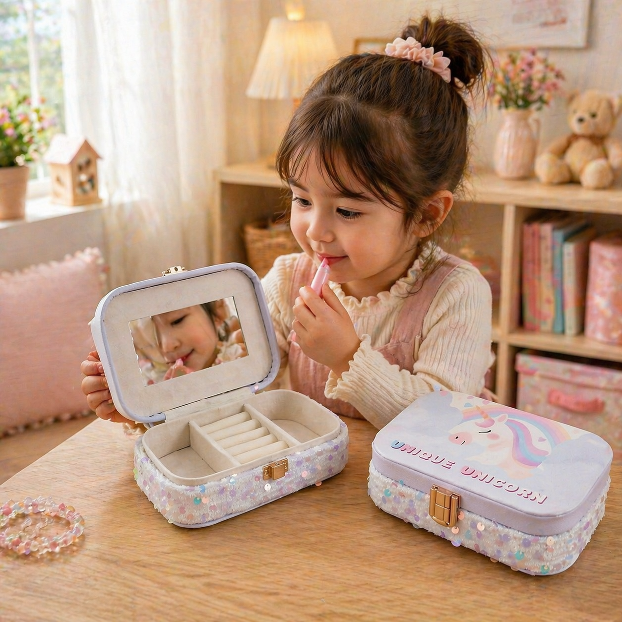 Unicorn Jewelry Box with Mirror for Girls