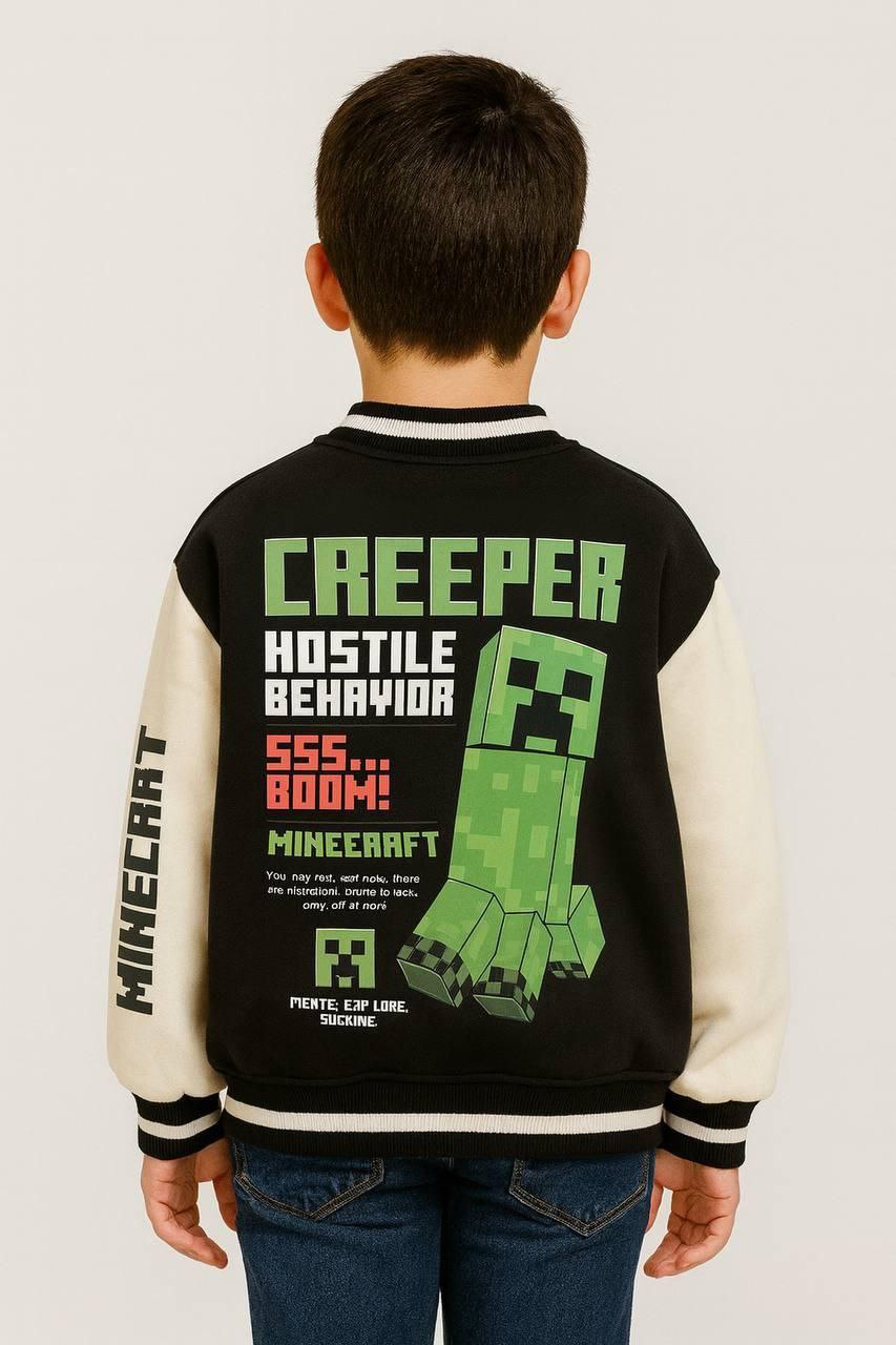Jacket With Fleece Minecraft Creeper Design Size 5-14y