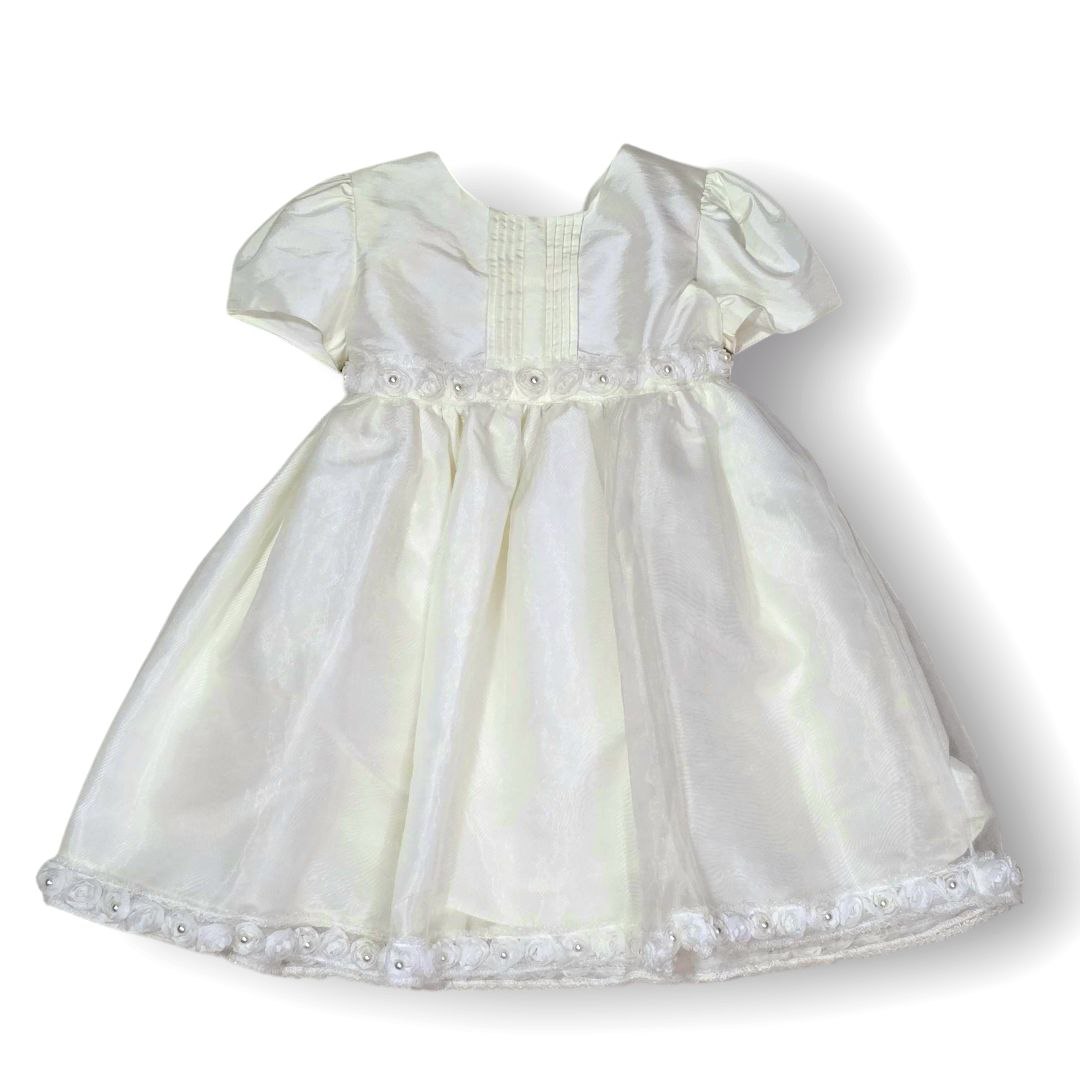 White Dress with Flowers Size 6-12M
