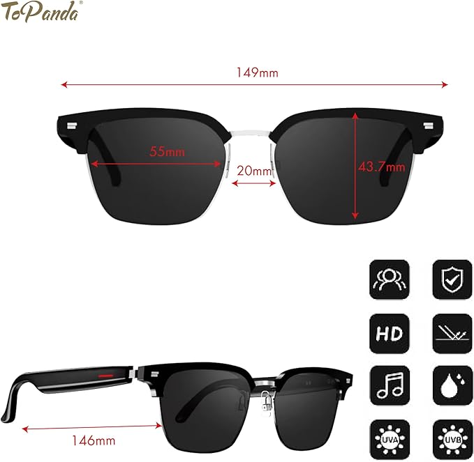 Bluetooth Smart Glasses Sunglasses Wireless Waterproof Half/Full Frame Model