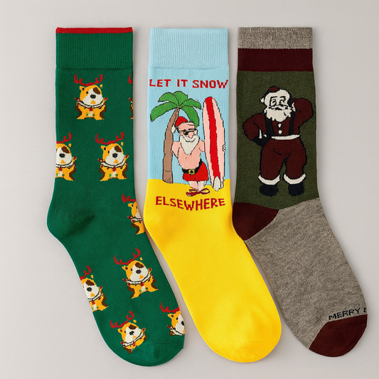 Long Socks Cotton Christmas Design Size 35-39