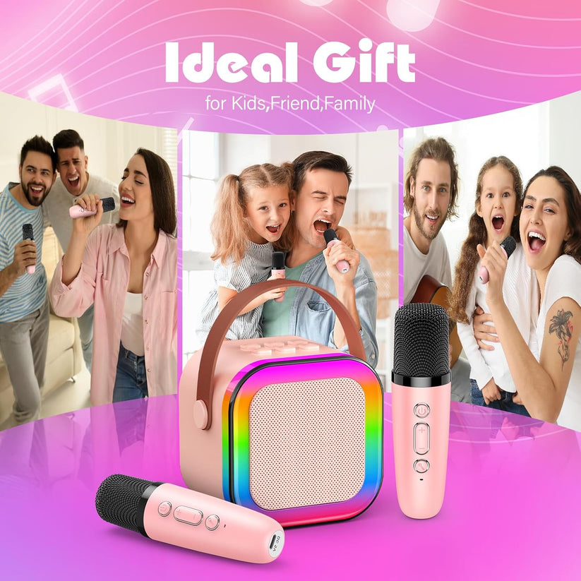 K12 Mini Portable Karaoke Wireless BT Speaker With 2 Microphone