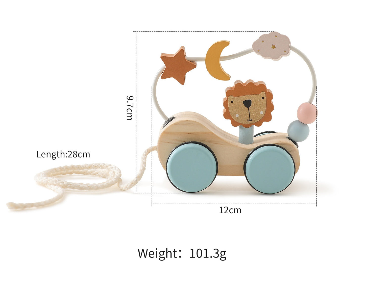 Montessori Wooden Pull Along Train Toy with Stacking Blocks