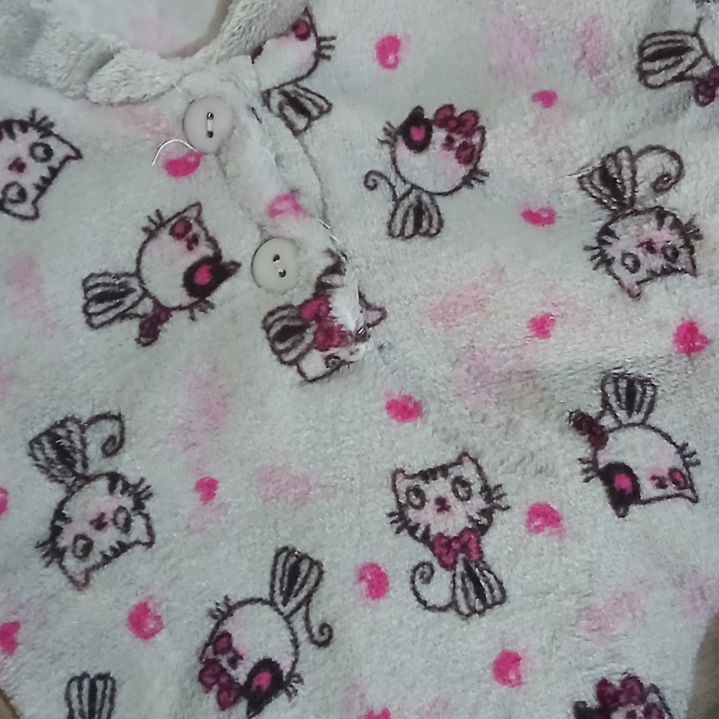 Pyjama Warm Light Grey Kitty Design Size 1-5y