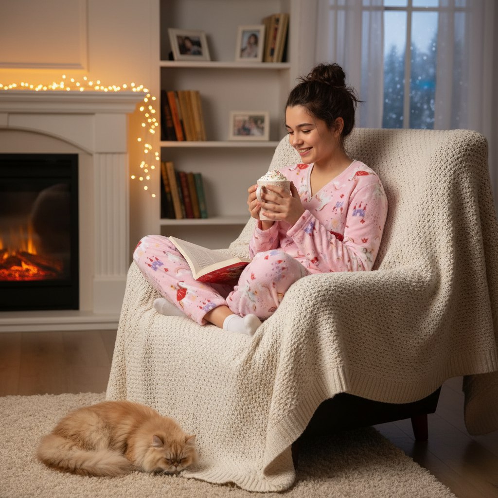 Warm Winter Pyjama Unicorn Design Size 12-14y