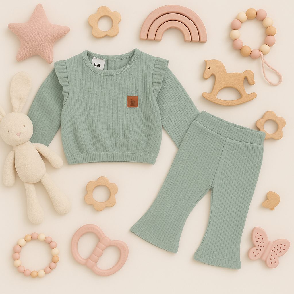 Warm Mint Outfit For Baby Girl Size 6-12 Months