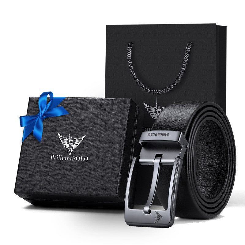 REAL Leather 100% Black Fashion Belt With Gift Box