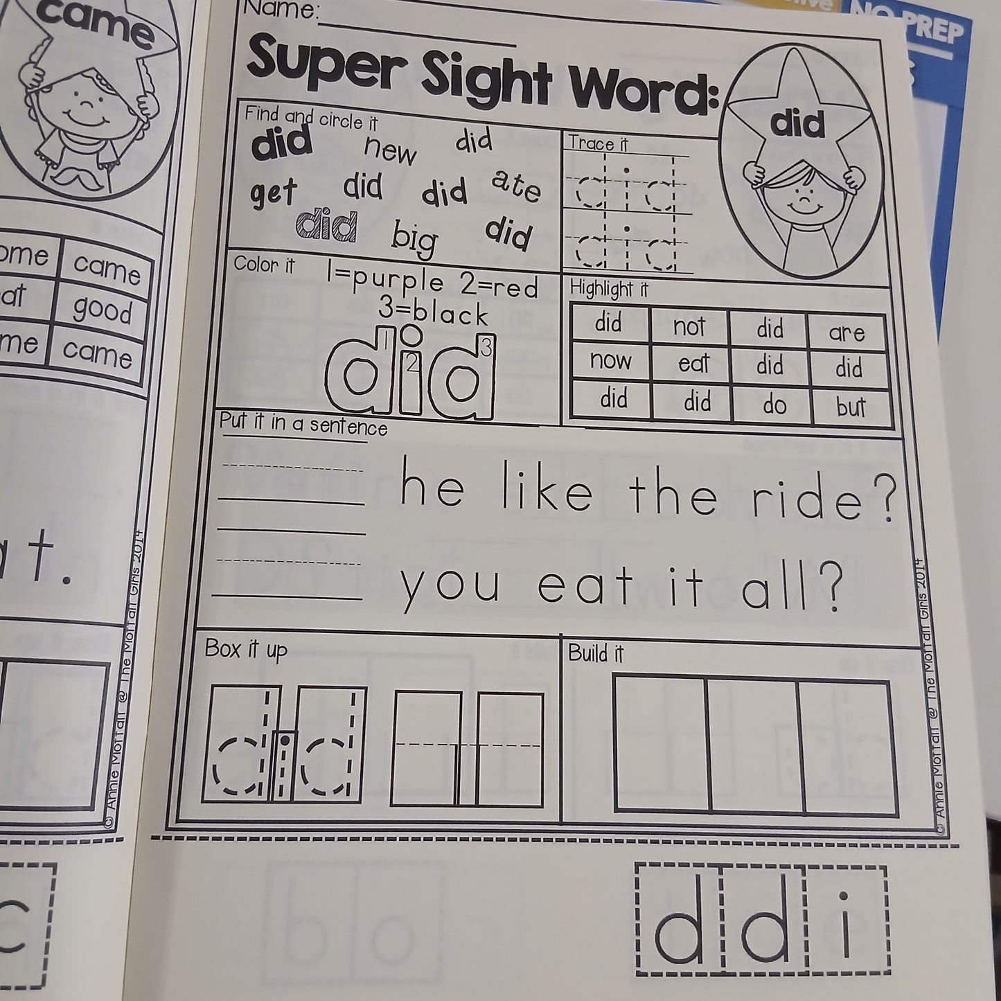 Sight Word Super Stars Primer No Prep Packet
