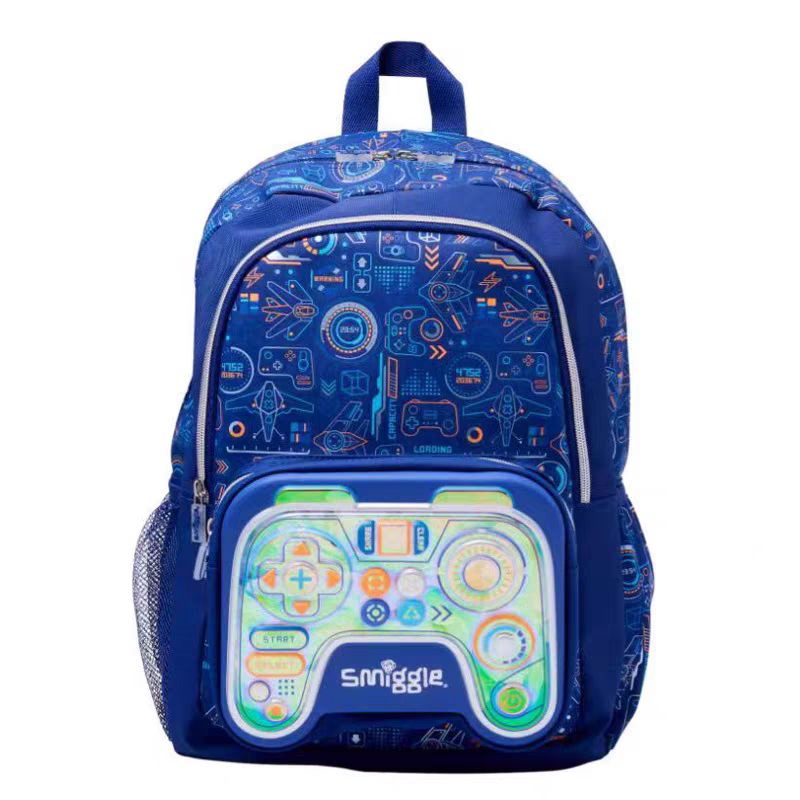 Smiggle Blue Game Design 2pcs Set Backpack 42cm Lunch Bag