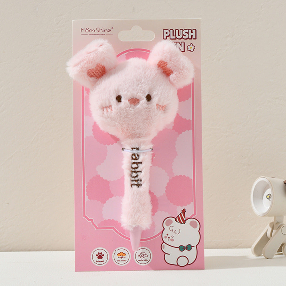 Cartoon Plush Pen Click Black Pen 0.5mm
