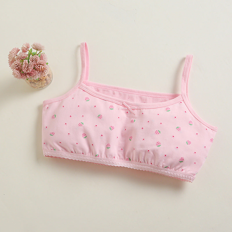 T Cotton Bra for Kids Toddler Lace Soft strawberry Set 3-12y 4pcs