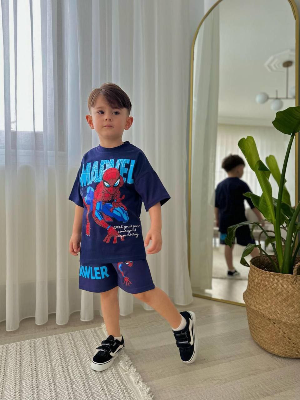 Outfit For Boys Marvel Spiderman Design Set Of 2 Pcs Tshirt&Short Size 3-10y