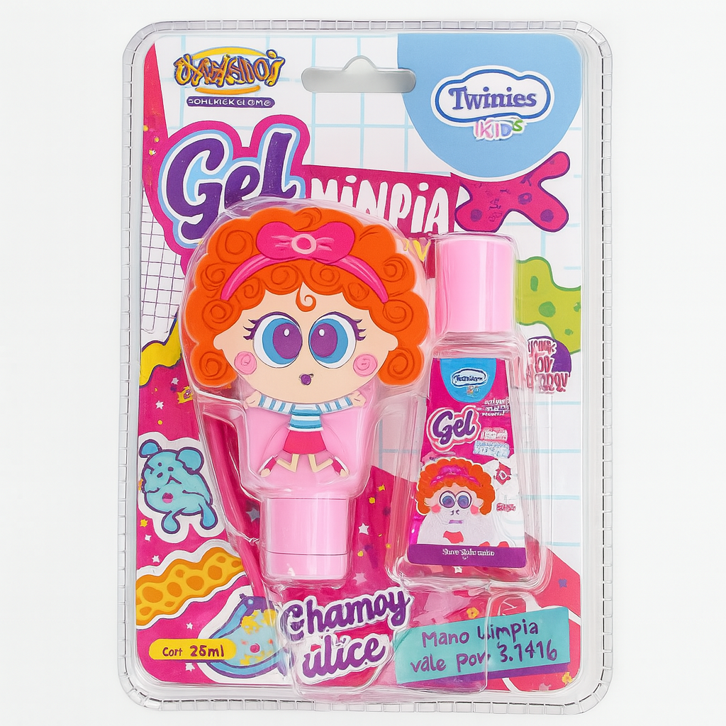 Hand Gel Antibacterial Cartoon Character Set Of 2 Gel & 1 Bottle Holder