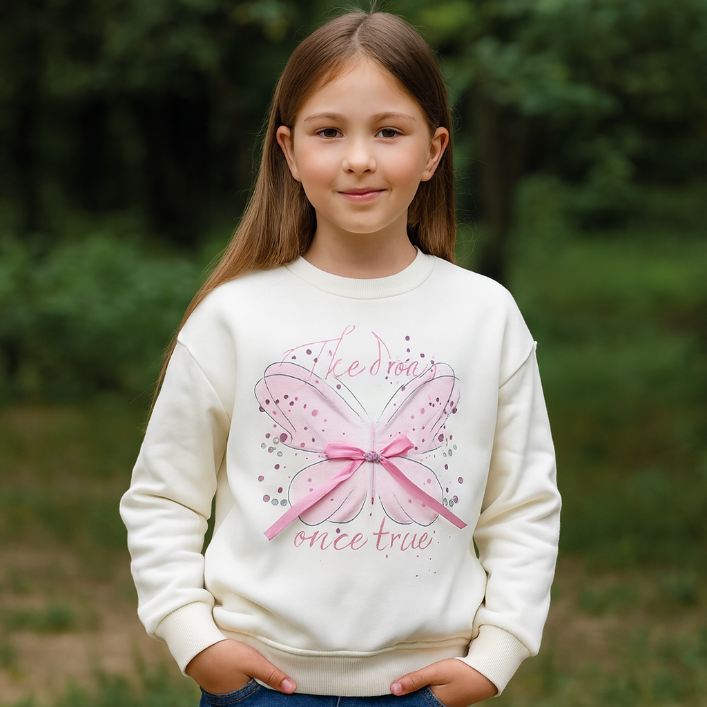 Top With Fleece For Girls Butterfly Design Size 4-10y