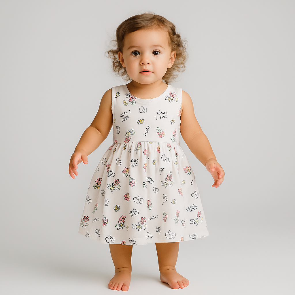 COTTON 100% Dress Girly Design Size 2y