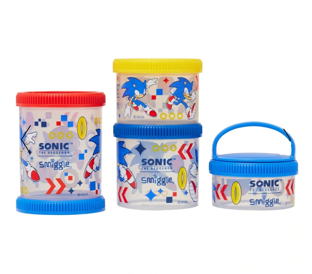Smiggle Snack & Stack Containers | Sonic | (4pcs) Set