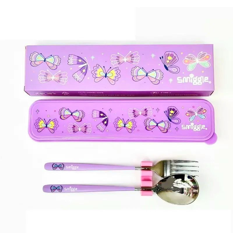Smiggle Butterfly Set Fork+Spoon With Storage Box