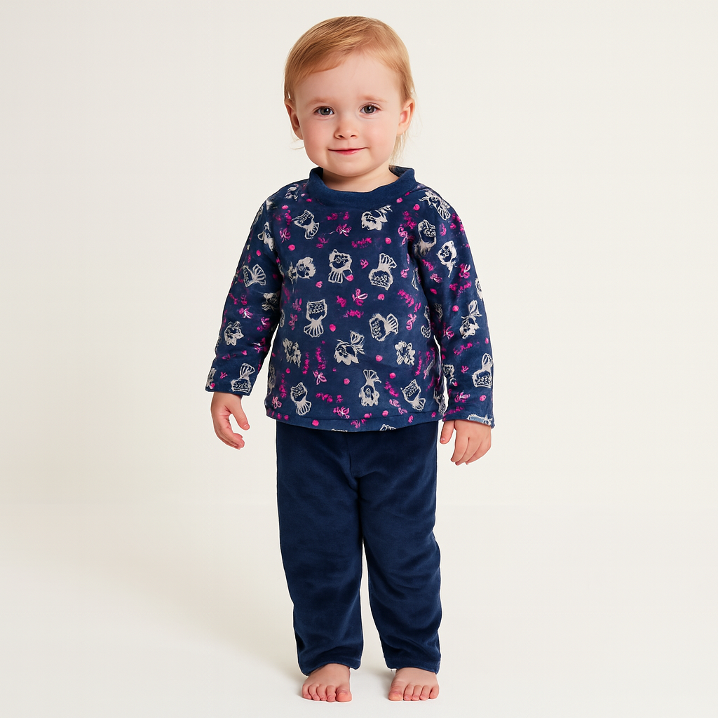 Pyjama Warm blue Kitty Design Size 1-5y