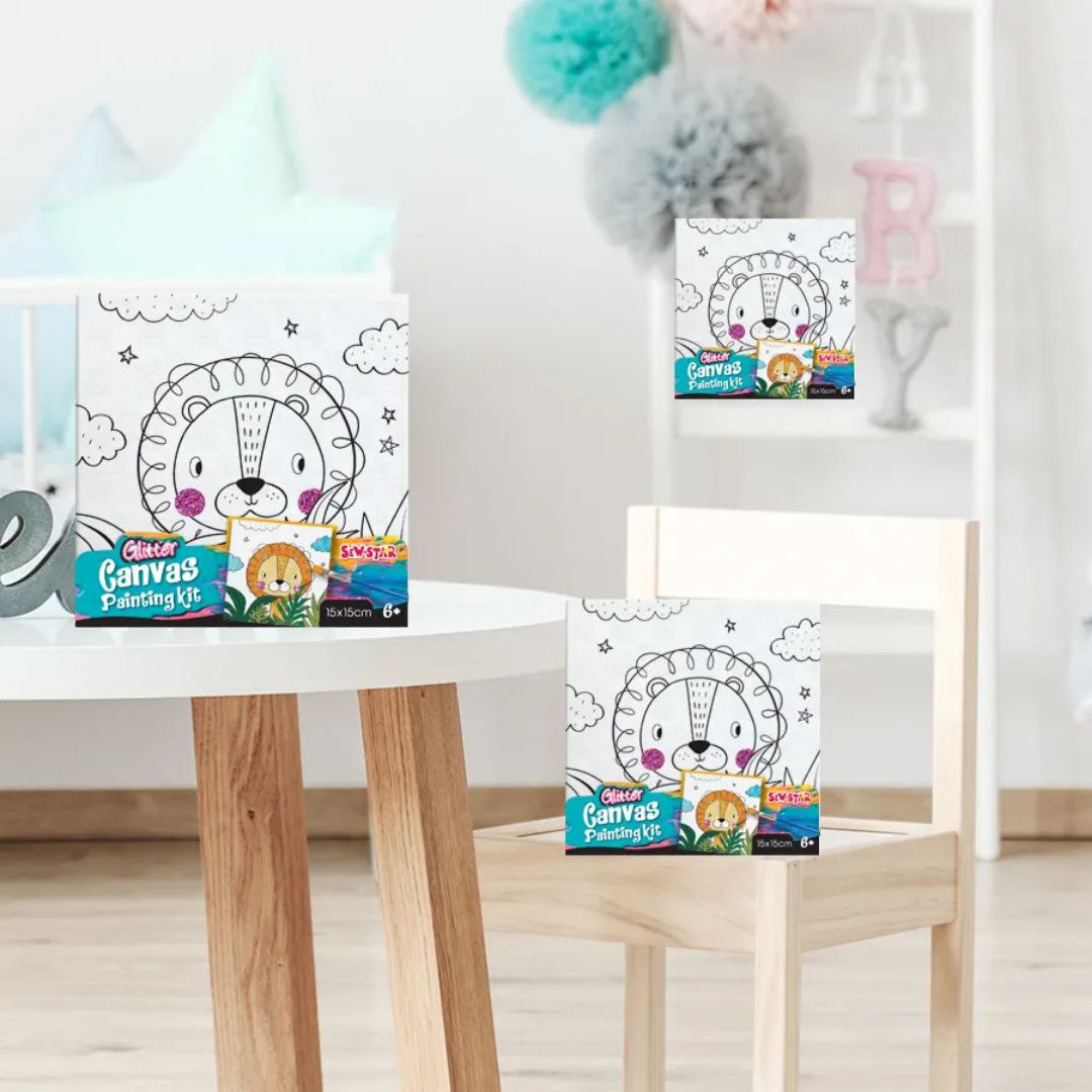 DIY Glitter Canvas Painting Kit For Kids Lion/Lama Design
