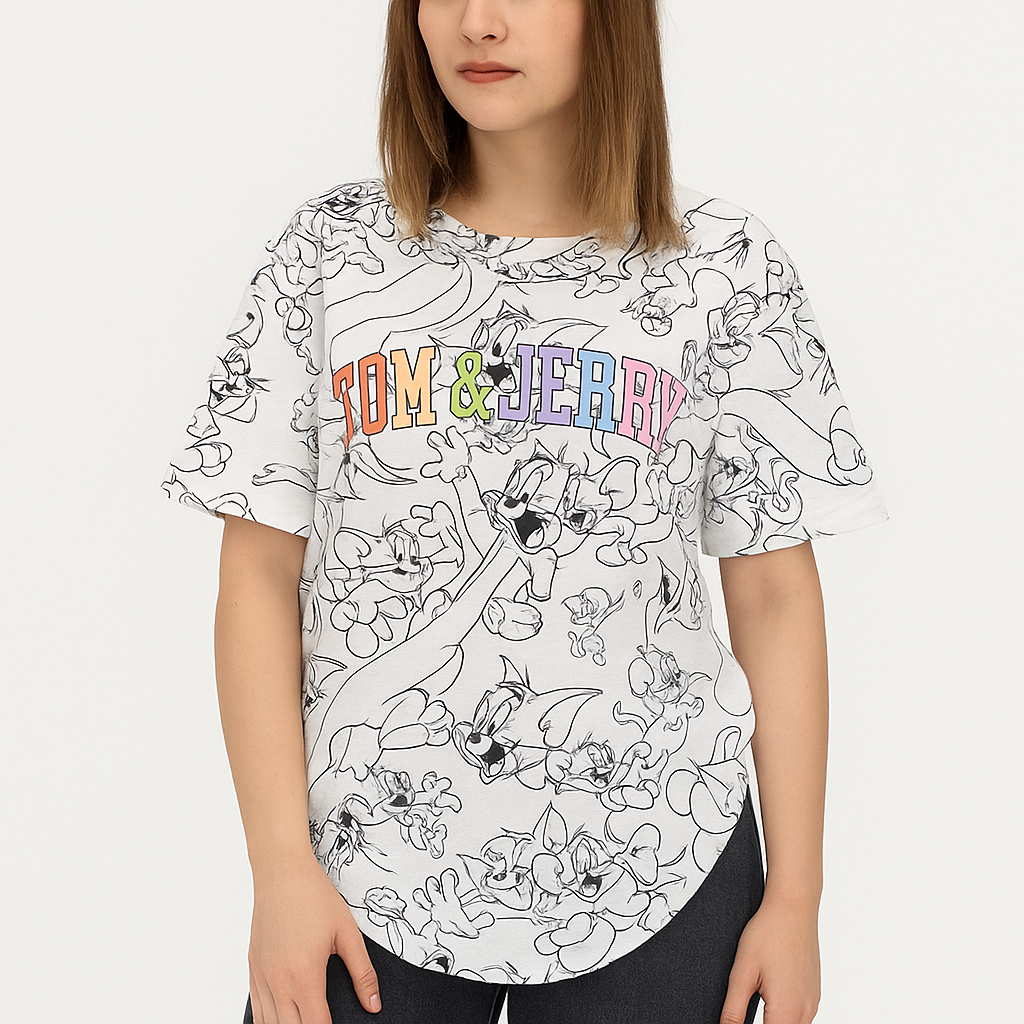 Tom and Jerry Tshirt For Women 100%Cotton Size Xs-XL