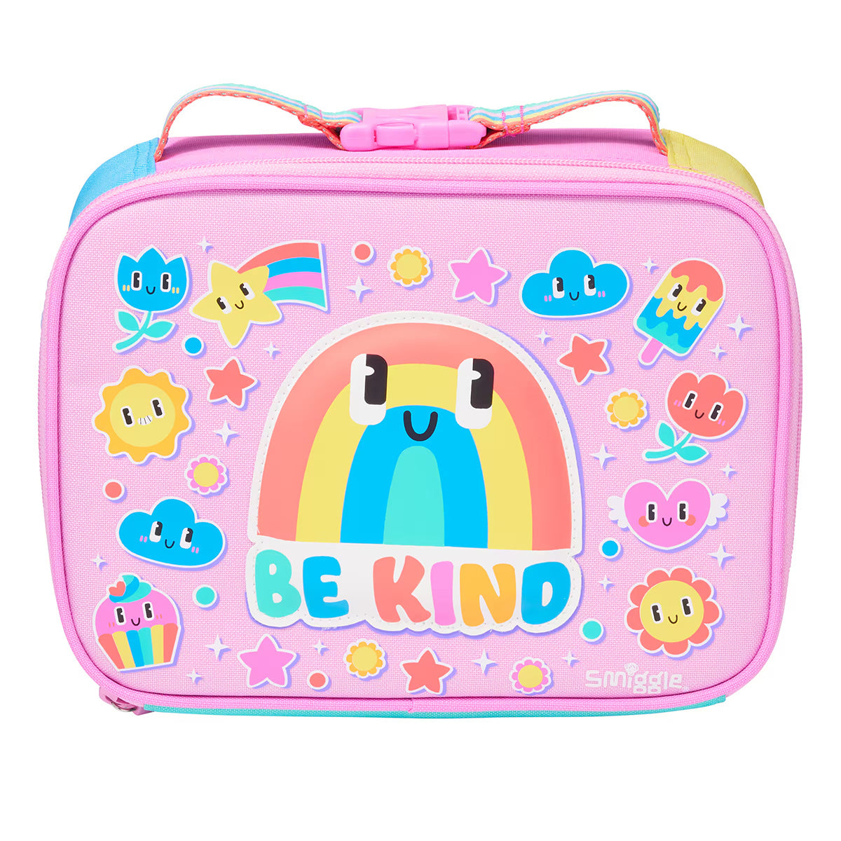 Smiggle Rainbow Design Set Backpack 38cm Lunch box Bottle