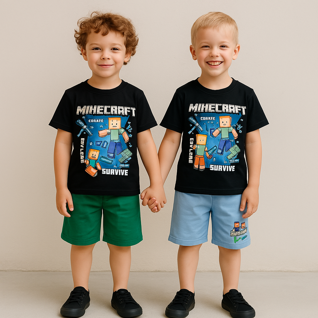 Outfit For Boys Minecraft Design Set Of 2 Pcs Size 3-10y