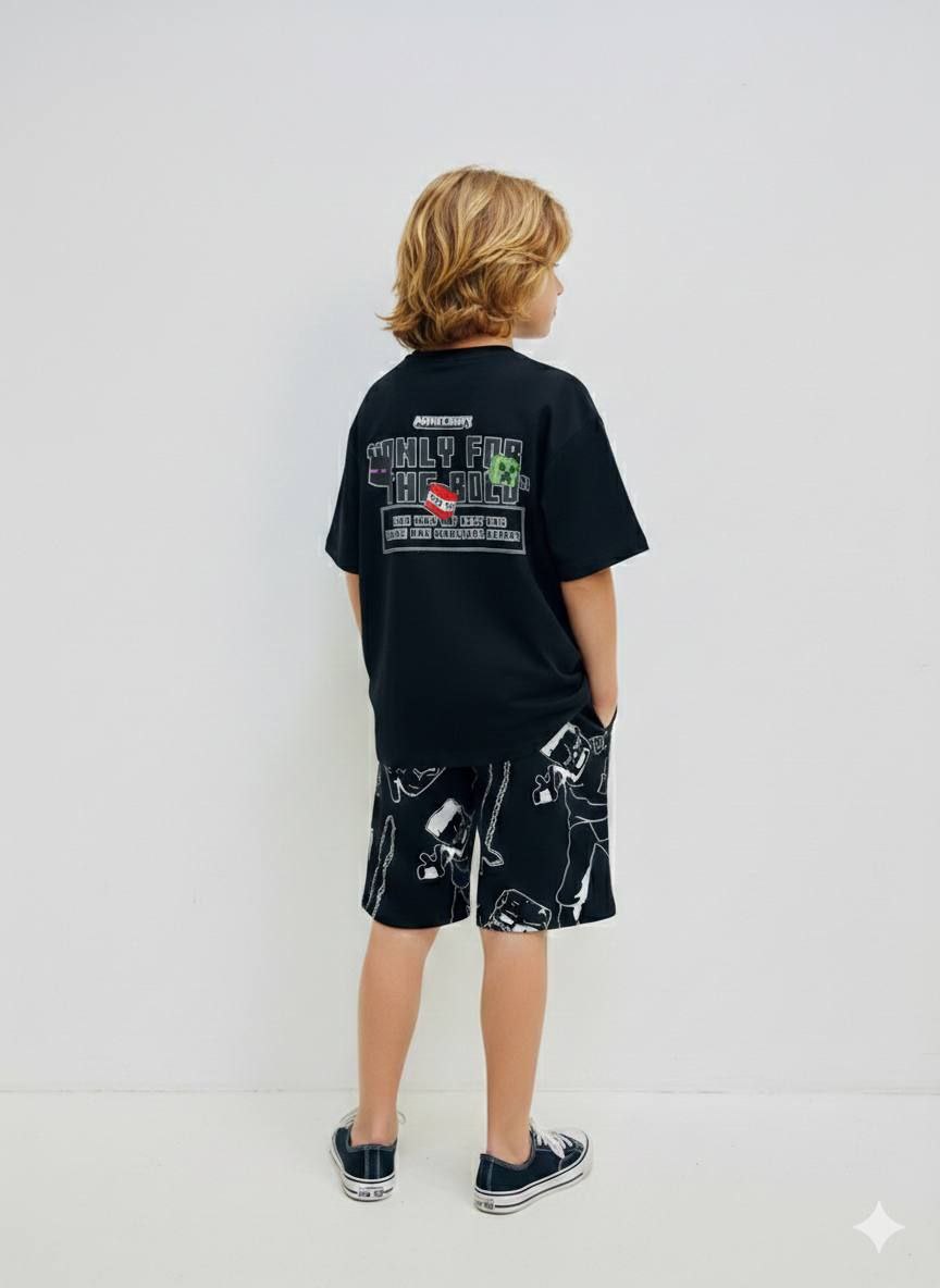 Boys Cotton Minecraft – Soft Summer Outfit | Size 5-14y