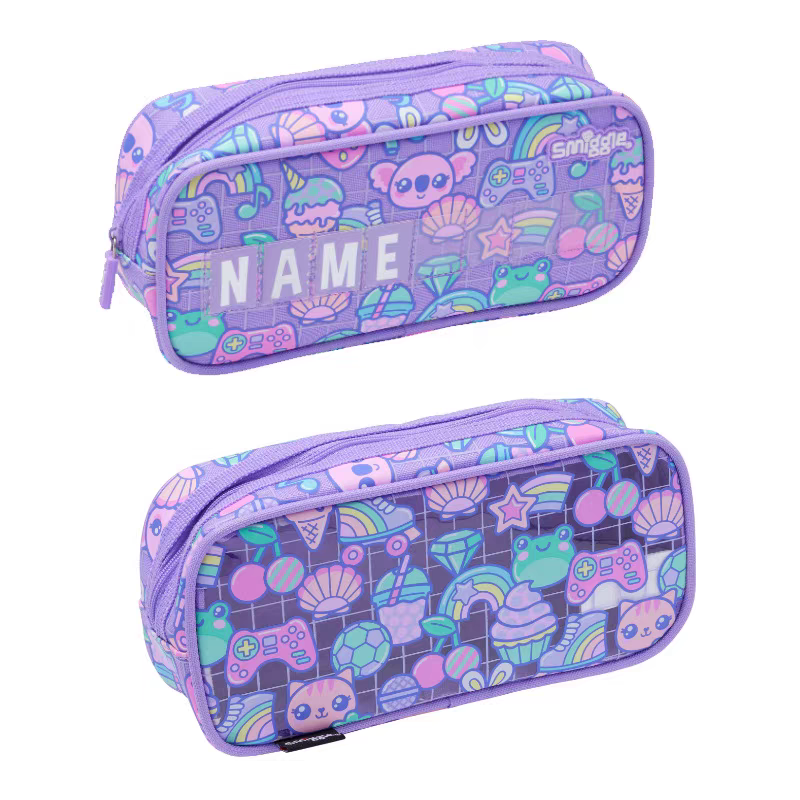 Smiggle Cartoon Design 4pcs Set Backpack 38cm Lunch Box Bottle Case
