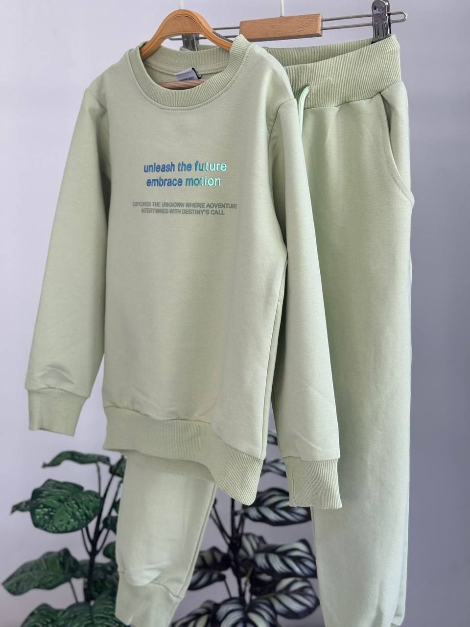 Kids’ Sage Green Cotton Outfit Set | 5–14Y