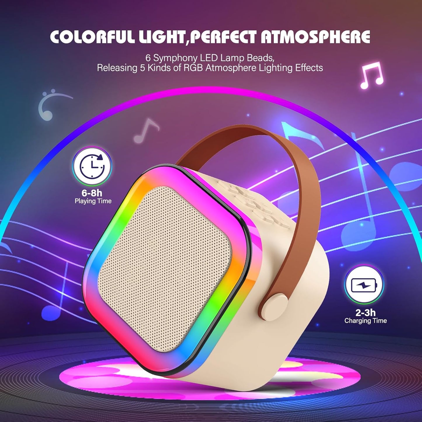 K12 Mini Portable Karaoke Wireless BT Speaker With 2 Microphone