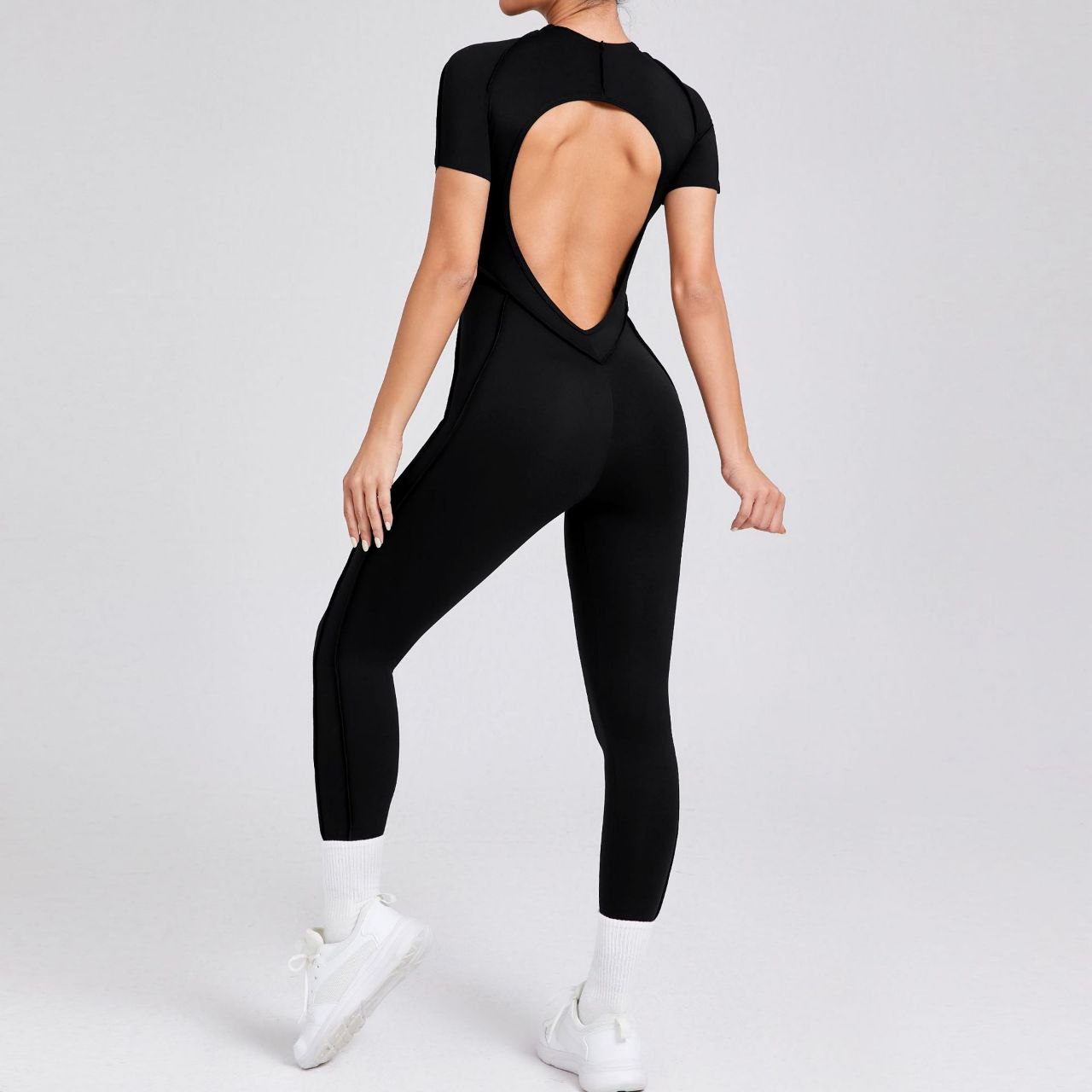 Sportswear Backless Sports Suit Short Sleeve For Women Size M