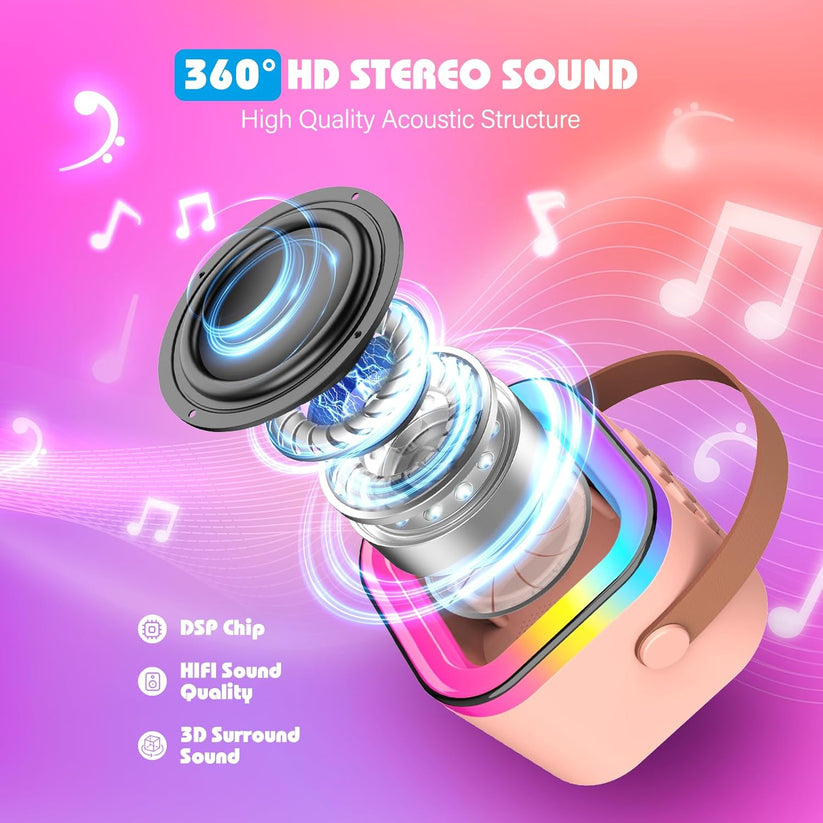 K12 Mini Portable Karaoke Wireless BT Speaker With 2 Microphone