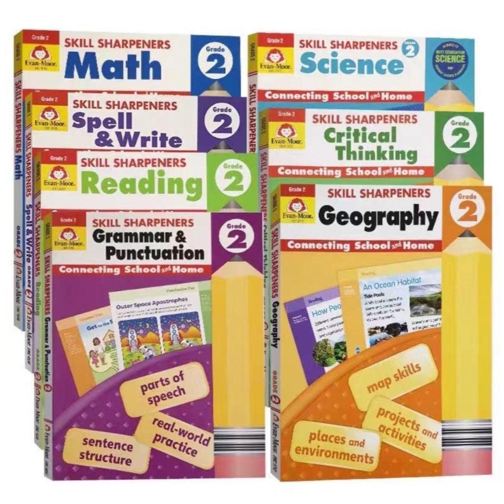 Evan Moor Skill Sharpener 8 Books Set Grade 2