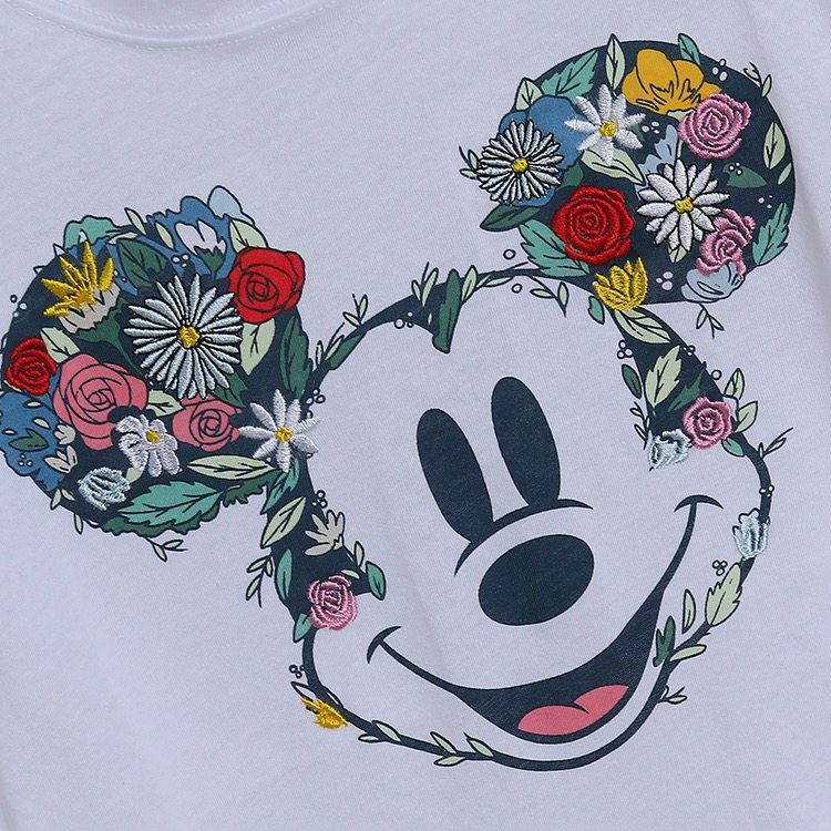 Outfit For Women Mickey Mouse Floral Design Set Of 2 Pcs Tshirt&Short Size XS-S